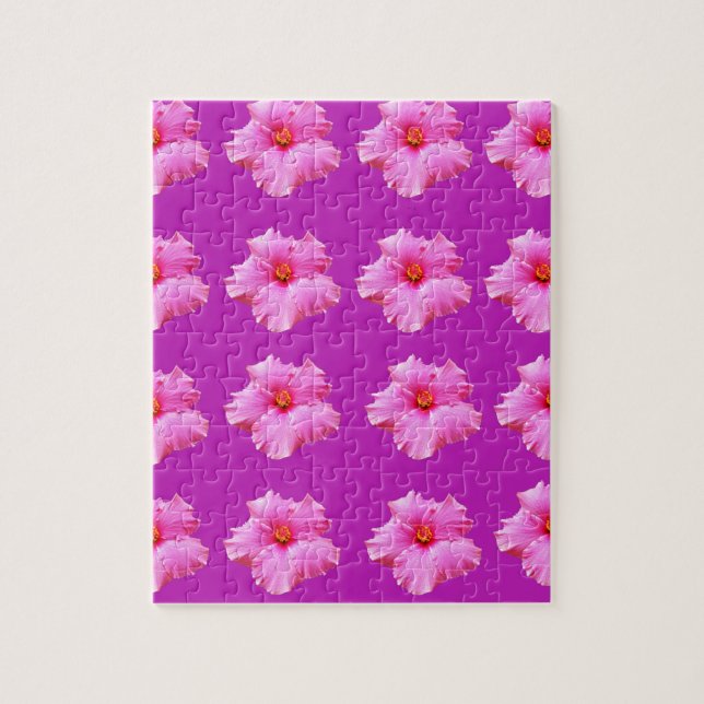 Pink_Hibiscus_Pattern,_ Jigsaw Puzzle (Vertical)