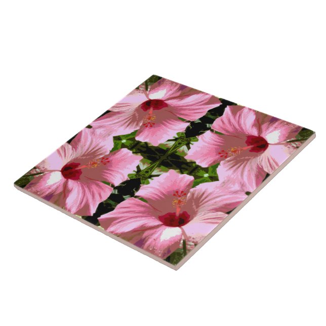 Pink Hibiscus Pattern Tile (Side)