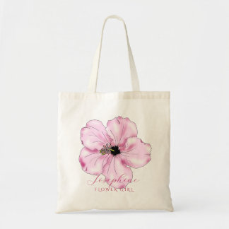 Pink Hibiscus Personalised Flower Girl Tote Bag