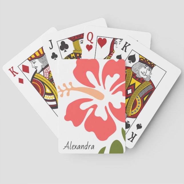 Pink Hibiscus Personalised Playing Cards (Back)