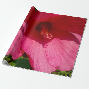 Pink Hibiscus Photo Linen Wrapping Paper