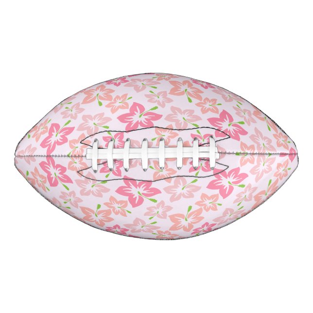 Pink Hibiscus, Pink Flowers, Pattern Of Flowers American Football (Front)