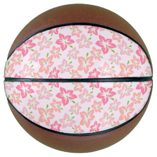 Pink Hibiscus, Pink Flowers, Pattern Of Flowers Basketball