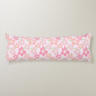 Pink Hibiscus, Pink Flowers, Pattern Of Flowers Body Cushion