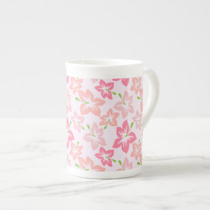 Pink Hibiscus, Pink Flowers, Pattern Of Flowers Bone China Mug