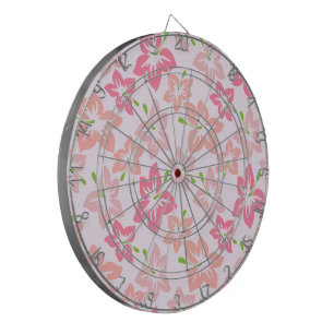 Pink Hibiscus, Pink Flowers, Pattern Of Flowers Dartboard