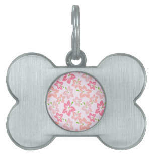 Pink Hibiscus, Pink Flowers, Pattern Of Flowers Pet ID Tag