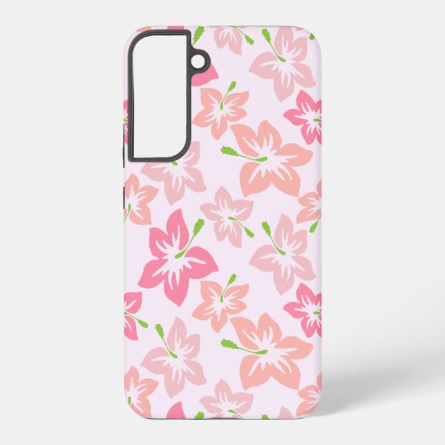 Pink Hibiscus, Pink Flowers, Pattern Of Flowers Samsung Galaxy S22+ Case (Back)