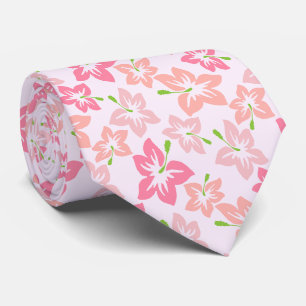 Pink Hibiscus, Pink Flowers, Pattern Of Flowers Tie