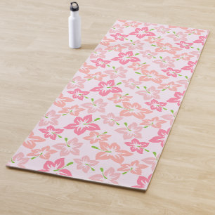 Pink Hibiscus, Pink Flowers, Pattern Of Flowers Yoga Mat