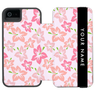 Pink Hibiscus, Pink Flowers, Your Name Incipio Watson™ iPhone 5 Wallet Case