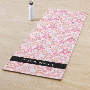 Pink Hibiscus, Pink Flowers, Your Name Yoga Mat