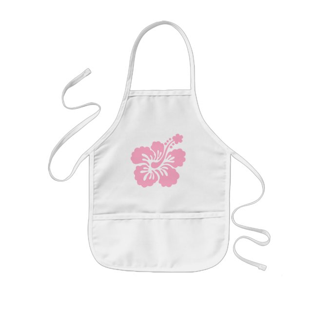 pink hibiscus Q Kids Apron (Front)