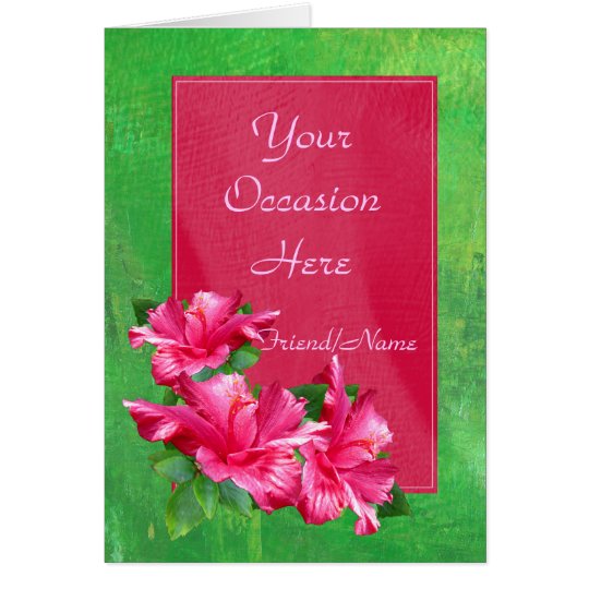 Pink Hibiscus Queen Any Occasion Template Cards