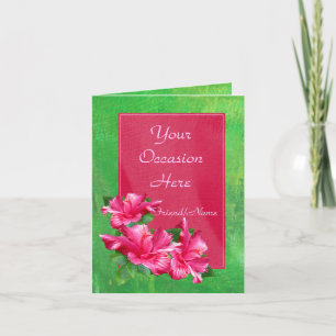 Pink Hibiscus Queen Any Occasion Template Cards