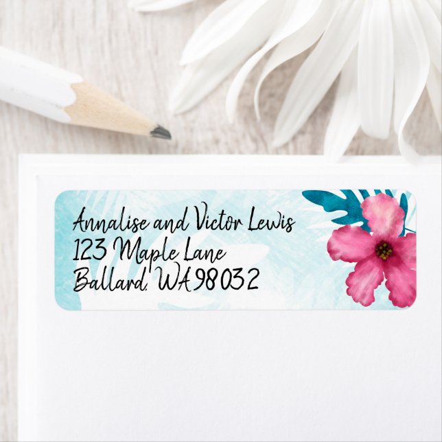 Pink Hibiscus Return Address Label (Insitu)