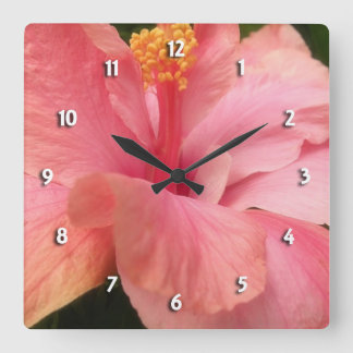 Pink Hibiscus Round Clock