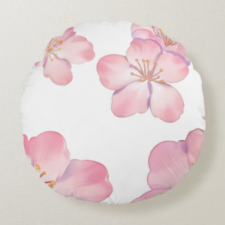 Pink hibiscus round cushion