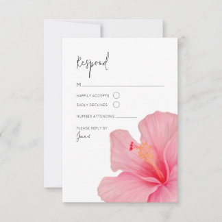 Pink Hibiscus • Tropical Bloom RSVP • Destination Card