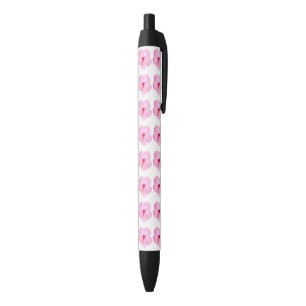 Pink Hibiscus Tropical Flower Black Ink Pen