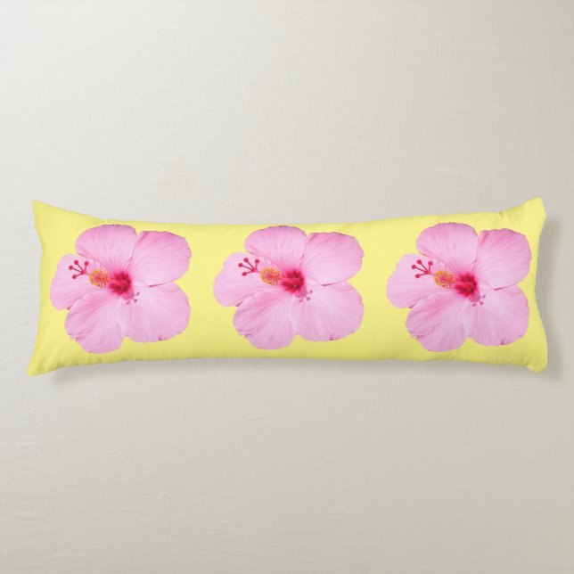 Pink Hibiscus Tropical Flower Body Cushion (Front)