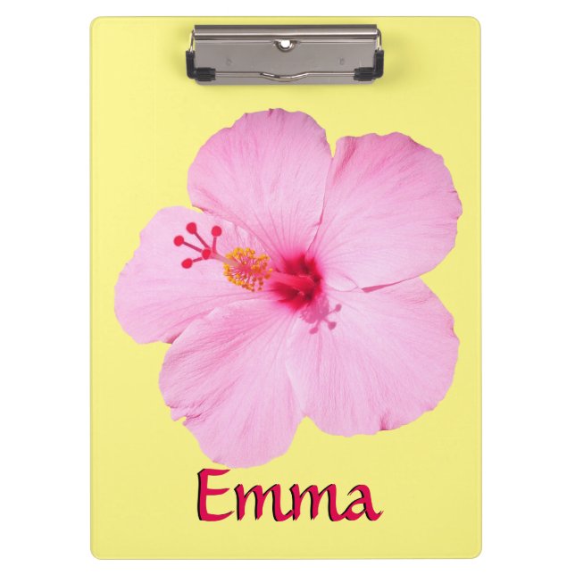 Pink Hibiscus Tropical Flower Clipboard (Front)