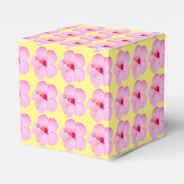 Pink Hibiscus Tropical Flower Favour Box (Front Side)