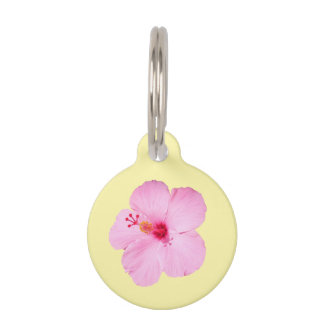 Pink Hibiscus Tropical Flower Pet Tag