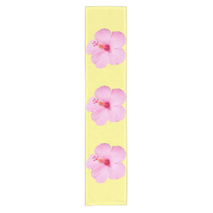 Pink Hibiscus Tropical Flower Short Table Runner