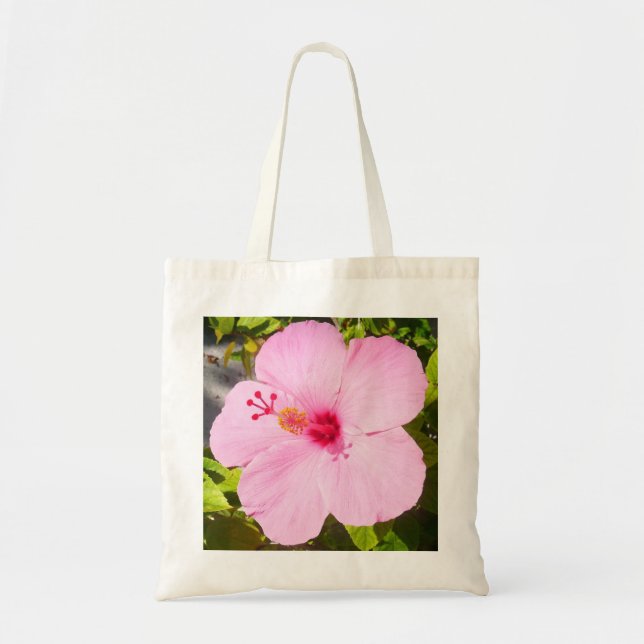 Pink Hibiscus Tropical Flower Tote Bag (Front)