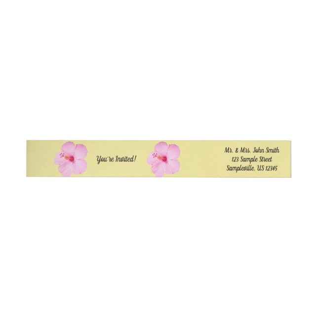 Pink Hibiscus Tropical Flower Wrap Around Label (Individual)
