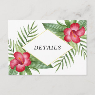 Pink Hibiscus Tropical Wedding Details Invitation