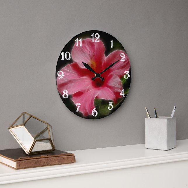 Pink Hibiscus Wall Clock (Office)