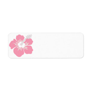 Pink Hibiscus Wedding Blank Address Labels