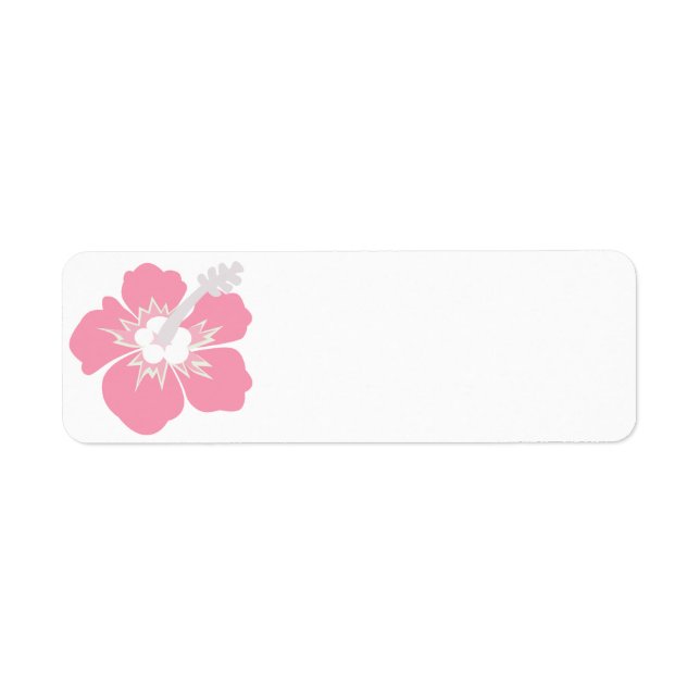 Pink Hibiscus Wedding Blank Address Labels (Front)