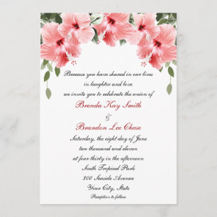 Pink Hibiscus Wedding Invitations