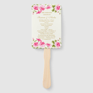Pink Hibiscus Wedding program Hand Fan