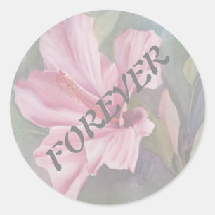 PINK HIBISCUS WEDDING STICKERS