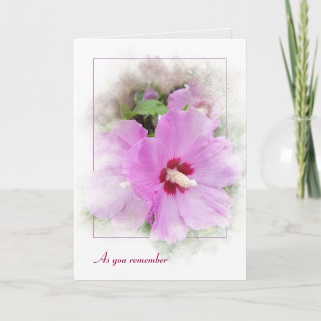 pink hibiscus with mask frame card (Front)