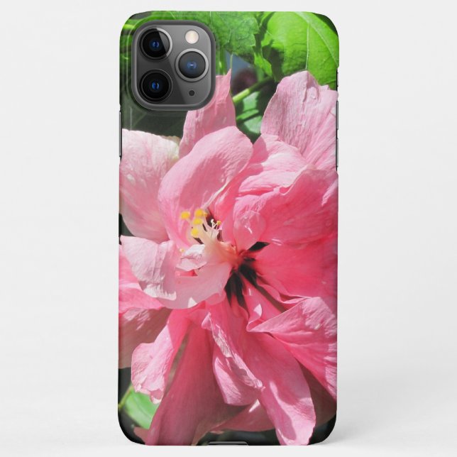 Pink Hibiscus with Raindrops Iphone Case (Back)
