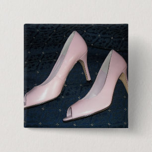 Pink High Heel Pumps/shoes 15 Cm Square Badge