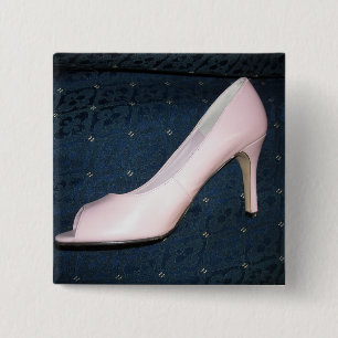 Pink High Heel Pumps/shoes 15 Cm Square Badge
