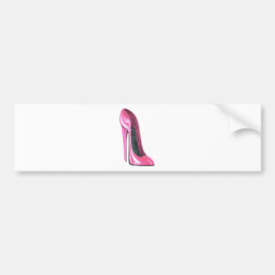 Pink High Heel Shoe Art Bumper Sticker