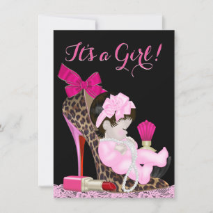 Pink High Heel Shoe Baby Shower Invitation