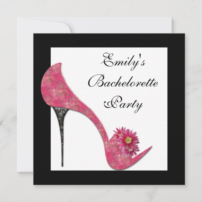 Pink High Heel Shoes Bachelorette Party Invitation (Front)