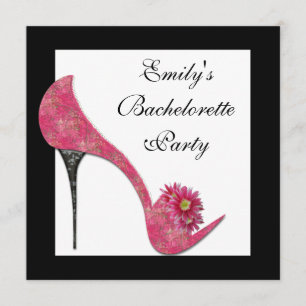 Pink High Heel Shoes Bachelorette Party Invitation