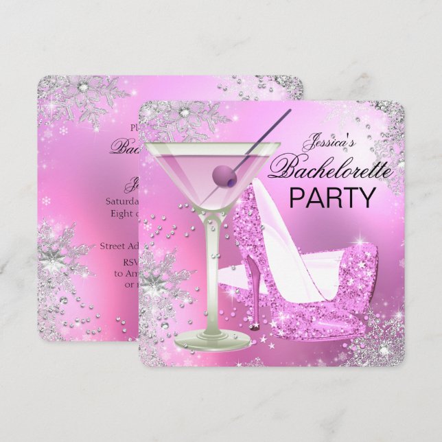 Pink High Heel Shoes Bachelorette Party Invitation (Front/Back)