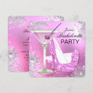 Pink High Heel Shoes Bachelorette Party Invitation
