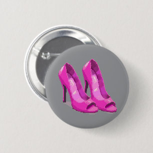 Pink High Heels 64-Bit Pixel Art Style 6 Cm Round Badge