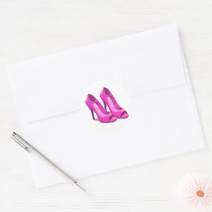 Pink High Heels 64-Bit Pixel Art Style Classic Round Sticker